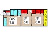 橋川ビル 2DKの間取り