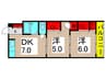 橋川ビル 2DKの間取り
