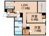 ウィズプラス千川ウエスト 2LDKの間取り