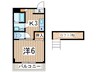ライフモリ２号館 1Kの間取り