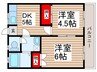 三恵ハイツ 2DKの間取り