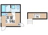 エルプレミア竹ノ塚 1Rの間取り