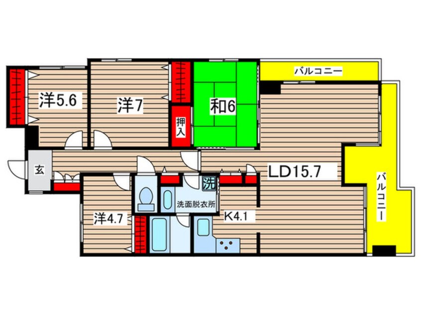 間取図 蘇我ﾛｲﾔﾙｺﾝﾌｫｰﾄ101A棟(501)