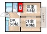 コ－ポカトレア２号館 2DKの間取り