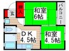 グリ－ンコ－ポ宇佐見 2DKの間取り