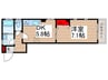 セゾンドミール 1DKの間取り