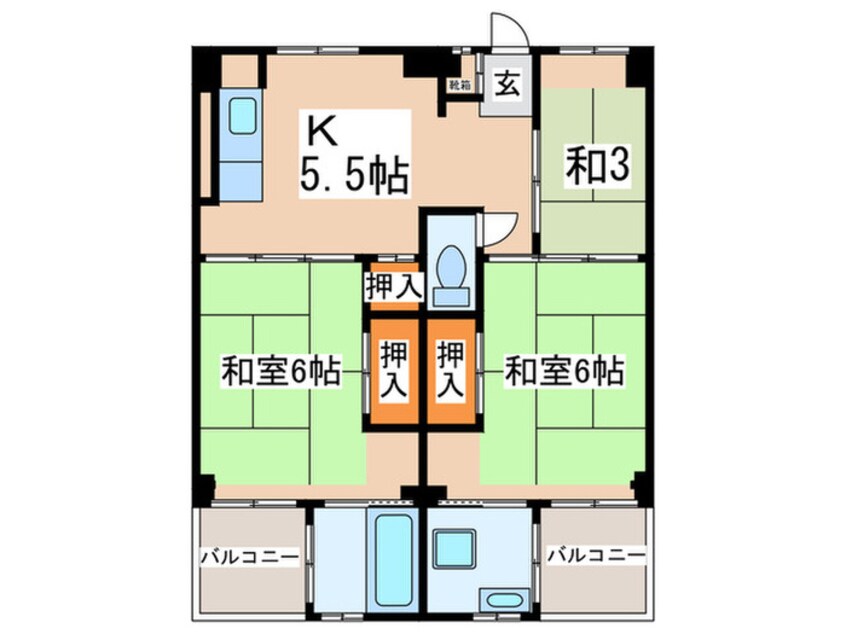 間取図 ビレッジハウス鎌倉　６号棟