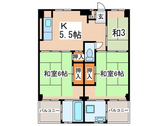 間取図 ビレッジハウス鎌倉　６号棟