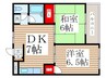 カトレヤ３ 2DKの間取り