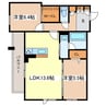 アーバンサイドⅢ 2LDKの間取り