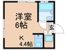 ハイディアツ小平 1Kの間取り