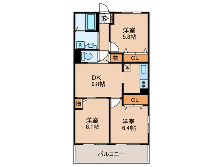 間取図 ｵｰｷｯﾄﾞﾚｼﾞﾃﾞﾝｽ港北綱島ｳｴｽﾄ