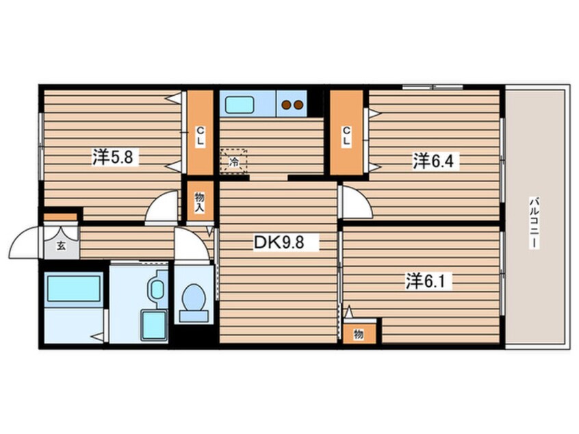 間取図 ｵｰｷｯﾄﾞﾚｼﾞﾃﾞﾝｽ港北綱島ｳｴｽﾄ