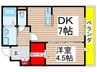 ラシーネ赤塚 1DKの間取り