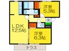 ポン・デュ・ガ－ル 2LDKの間取り