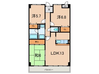 間取図 ﾏﾝｼｮﾝｳﾞｨｰｶﾞ