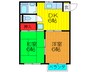 コスモハイツ南 2DKの間取り