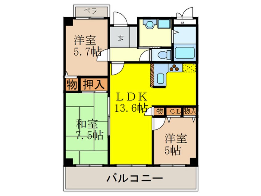 間取図 ハルフィ－江坂