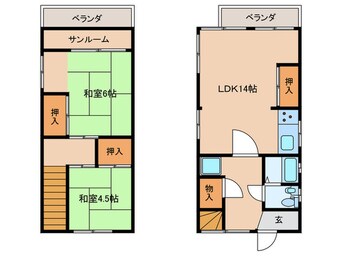 間取図 雲雀丘3丁目貸家