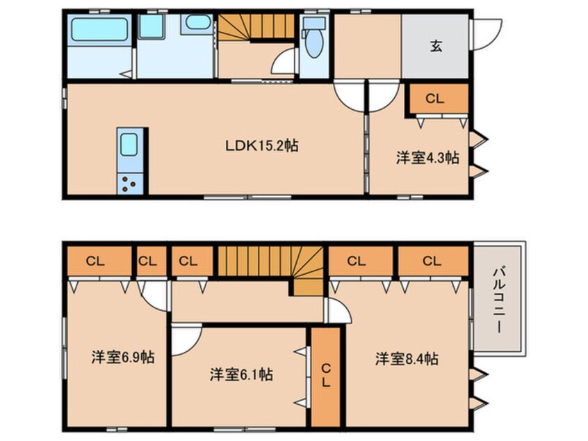 間取図 仮)ﾌｼﾞﾊﾟﾚｽ戸建賃貸中筋八丁目11