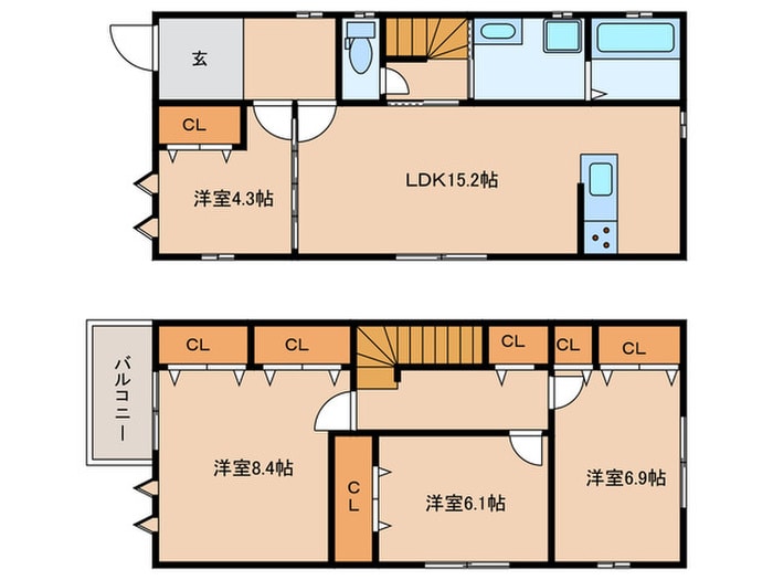 間取り図 仮)ﾌｼﾞﾊﾟﾚｽ戸建賃貸中筋八丁目3