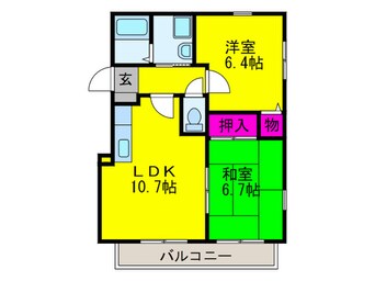 間取図 ﾊﾟﾗｯﾂｵ山咲