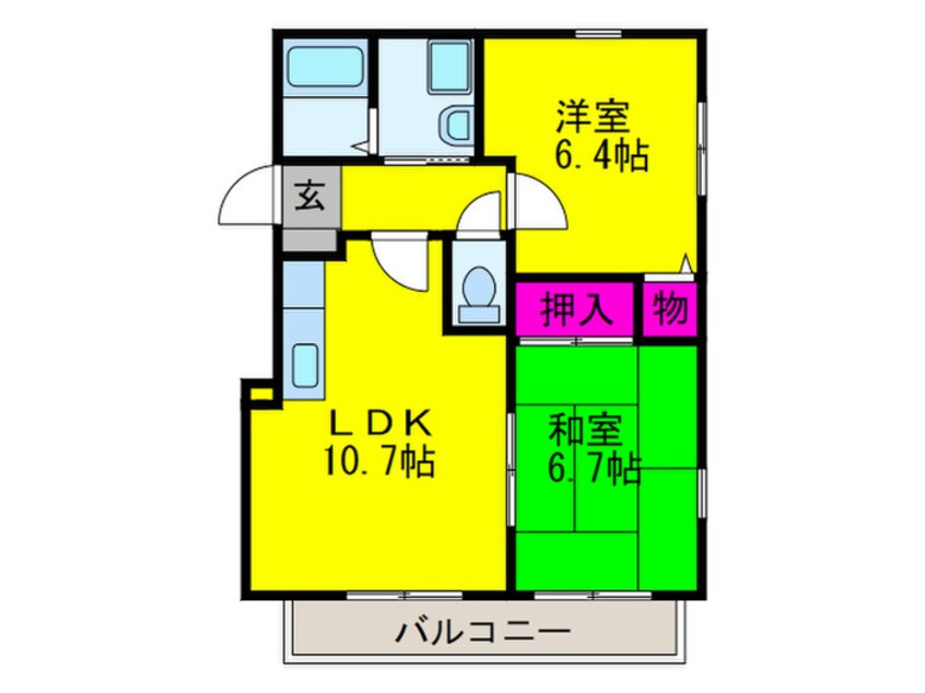 間取図 ﾊﾟﾗｯﾂｵ山咲