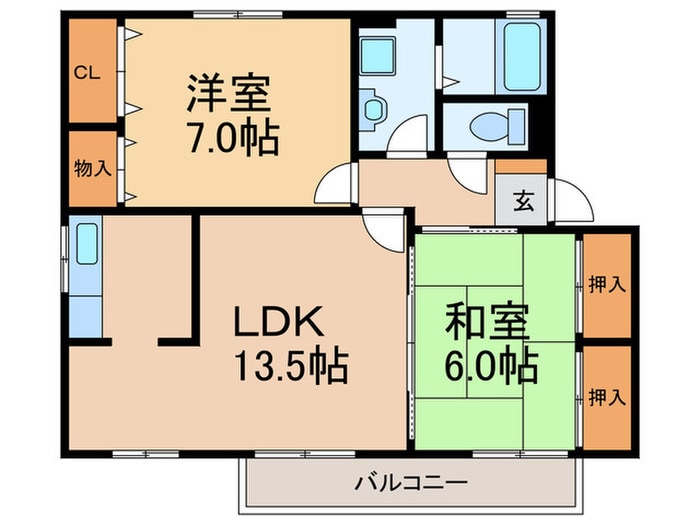 間取り図 クレ－ルプラザ立花Ｂ棟