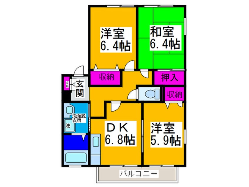 間取図 ハイマ－ト金川ⅡＣ棟