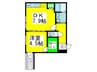 フジパレス沢ノ町Ⅲ番館 1DKの間取り