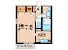 セジュ－ル　若宮 1Kの間取り