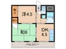 荒西マンション 2DKの間取り