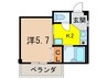 オ－クル甲東園 1Kの間取り