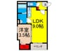 パロス瓢箪山ラドスール 1LDKの間取り