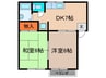 ニューパルティＢ棟 2DKの間取り