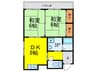 ルシェール住吉 2DKの間取り