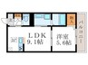 セントリヴィエ京都衣笠 1LDKの間取り