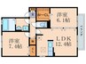 VIA　PALAZZO（ｳﾞｨｱﾊﾟﾗｯﾂｵ) 2LDKの間取り