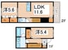 オークメゾン加美 2LDKの間取り
