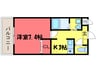 フォンテ－ヌ上野芝 1Kの間取り