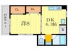 グランミュゼ北野 1DKの間取り
