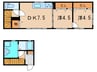 三条南ハウス（2F) 2DKの間取り