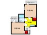 六龍苑岡町 2Kの間取り