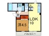 フラット松原 1LDKの間取り