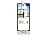 ショコラ松ヶ崎 1Kの間取り