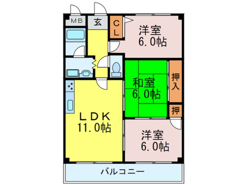 間取図 グランディ平井