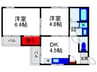 ベクウェ－ム豊中 2DKの間取り