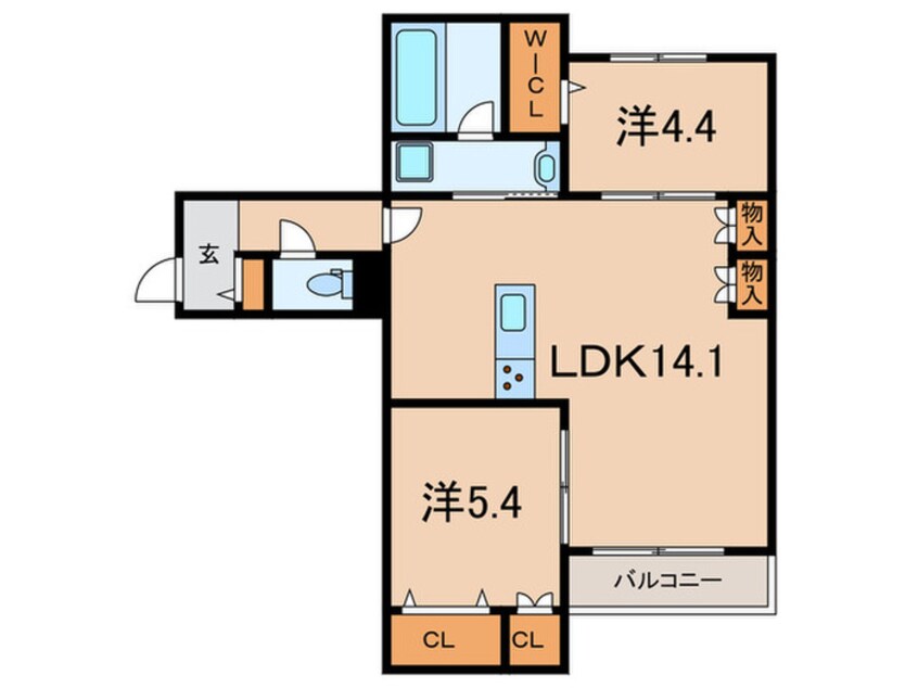 間取図 仮）西宮市高木東町ﾍｰﾍﾞﾙﾒｿﾞﾝ