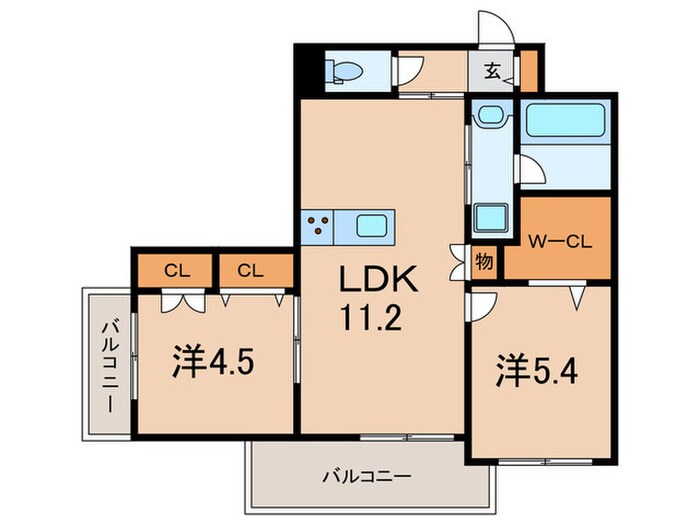 間取り図 仮）西宮市高木東町ﾍｰﾍﾞﾙﾒｿﾞﾝ