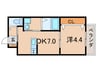 グランメール芦屋南宮町 1DKの間取り